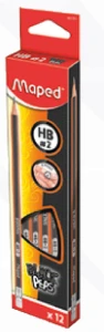 Crayons Maped HB embout gomme — boîte de 12